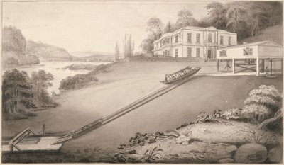 Incline boat carried to an upper canal level, 1797 by Robert Fulton